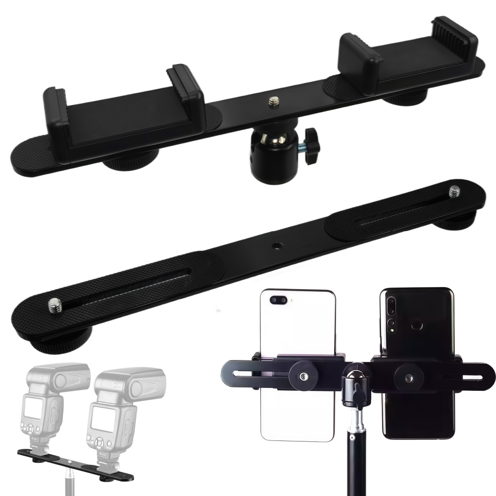 Photography Video Lighting Kit With Adjustable Tripod Stand - 1/4'' Dual Flash Bracket Mount Holder