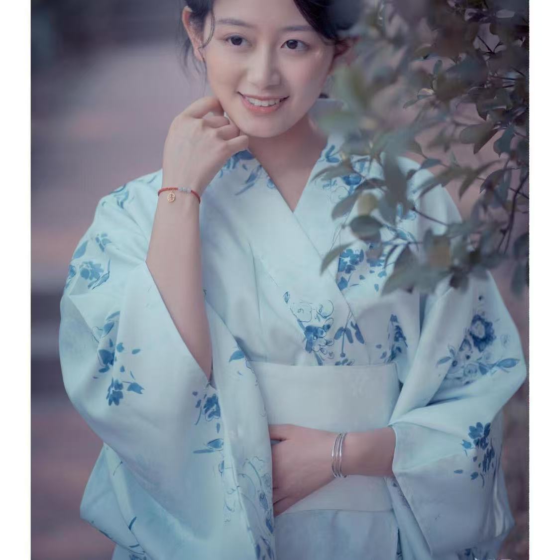 Photography Lighting For Clothing - Light Blue Kimono Women's Traditional Japanese