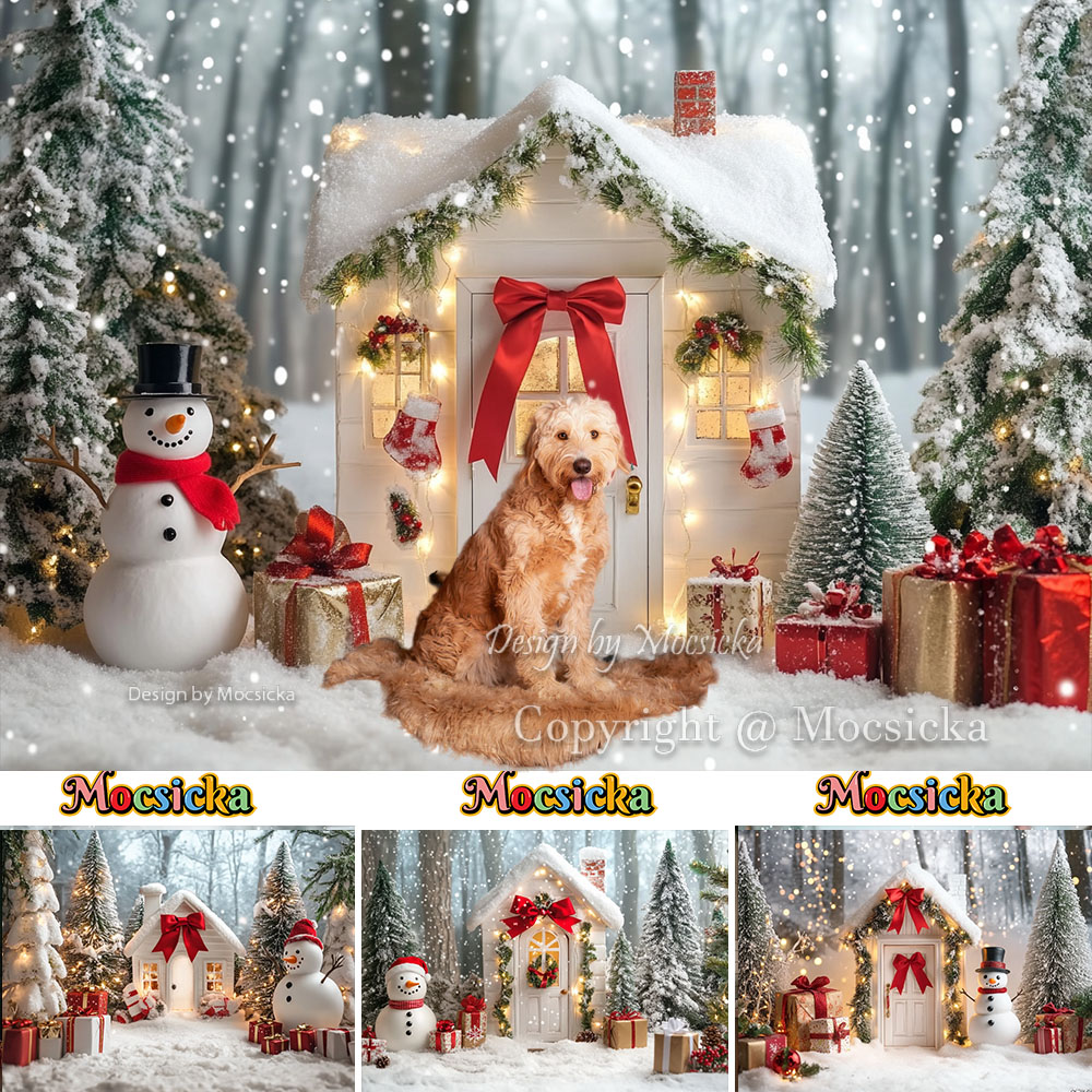 Photography Lighting White Background - Mocsicka White Christmas House Photography Backdrop
