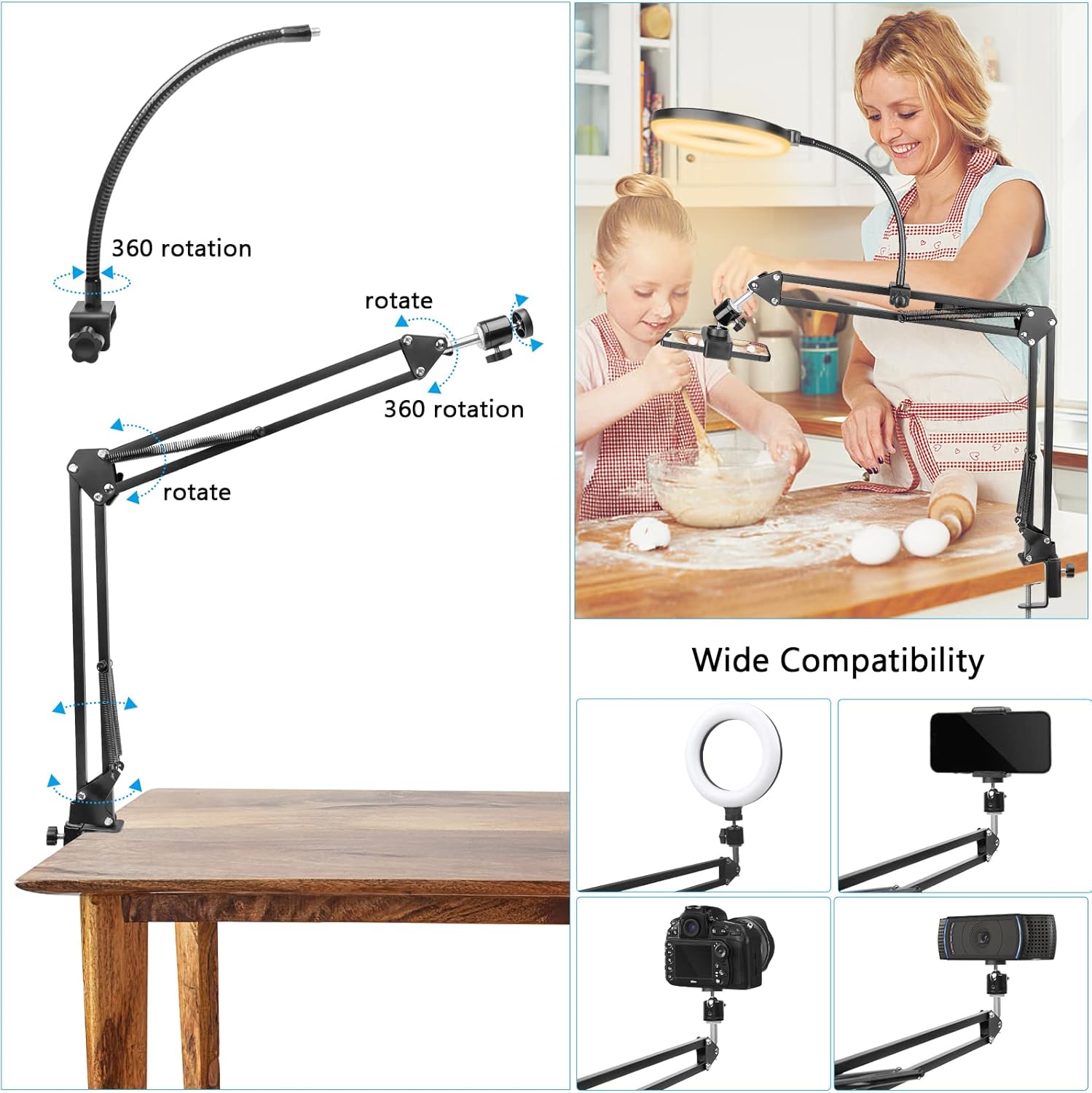 Ring Light with Stand and Phon - огляд і ціна Photography Video Lighting Kit With Adjustable Tripod Stand