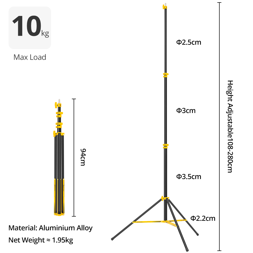 AMBITFUL GM280Y 280cm Professi - огляд і ціна Photography Video Lighting Kit With Adjustable Tripod Stand
